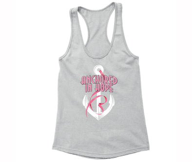 XtraFly Apparel Women's Anchored Hope Breast Cancer Ribbon Racer-back Tank-Top