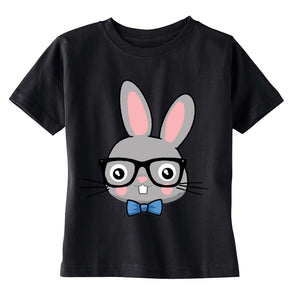 XtraFly Apparel Boys Rabbit Nerd EyeGlasses Easter Crewneck Short Sleeve T-shirt