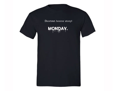 XtraFly Apparel Men's Shortest Horror Story Monday Novelty Gag Crewneck Short Sleeve T-shirt