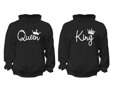 XtraFly Apparel Queen King Reina Rey Valentine's Matching Couples Hooded-Sweatshirt Pullover Hoodie