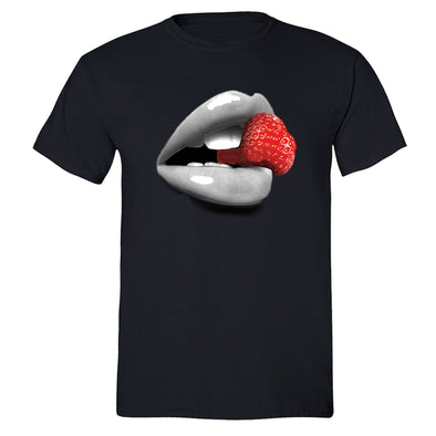 XtraFly Apparel Men's Strawberry Lips Novelty Gag Crewneck Short Sleeve T-shirt