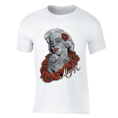 XtraFly Apparel Men's Dead Dia Los Muertos Marilyn Monroe Crewneck Short Sleeve T-shirt