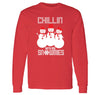 Free Shipping Mens Chillin with my Snowmies Snowman Ugly Christmas Sweater Snowflake Frost Elf Party Winter Ho Ho Long Sleeve T-shirt Red